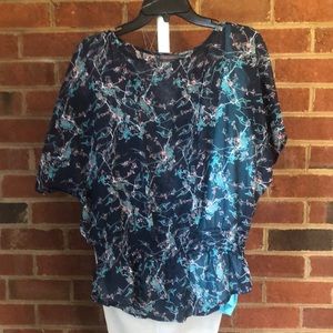 Fire Los Angeles 100%polyester:Floral: navy/tan/white/turquoise: 2 camisoles.